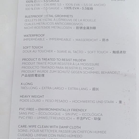 iDesign Waterproof, Metal Grommets Shower Liner (5.5 Gauge), X-Long 72" x 96" - Picture 4 of 5